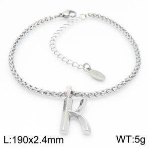 Steel colored stainless steel letter K bracelet - KB185169-Z