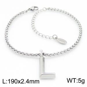 Steel colored stainless steel letter L bracelet - KB185170-Z