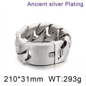 210x31mm Retro Domineering Ancient Silver Cuban Chain Stainless Steel Jewelry Male Bracelets - KB185263-KJX