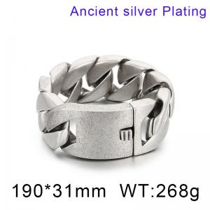 190x31mm Retro Domineering Ancient Silver Cuban Chain Stainless Steel Jewelry Male Bracelets - KB185264-KJX