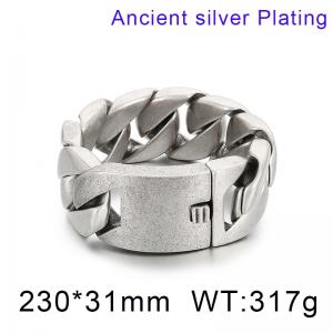 230x31mm Retro Domineering Ancient Silver Cuban Chain Stainless Steel Jewelry Male Bracelets - KB185265-KJX