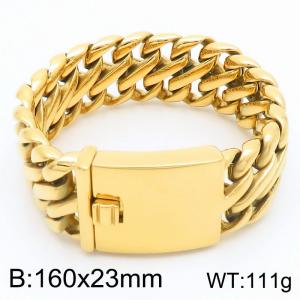 170x23mm Wide Bracelet Stainless Steel Cuff Bangle Bracelets Chunky 18k Gold Plated Jewelry for Men - KB185271-KJX