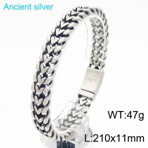 Matte Stainless Steel Love heart Link Bracelet - KB185285-KJX