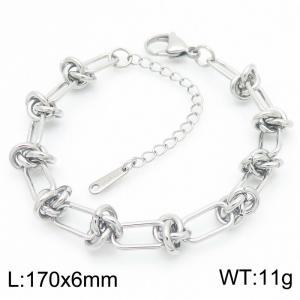 Special Stainless Steel Gold Color Knotted Links Jewelry Set for Women Simple Charm Bracelet - KB185289-Z