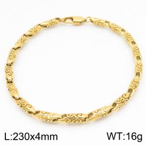 230mm Gold-Plated Stainless Steel Ancient Runes Link Bracelet - KB185417-KJX