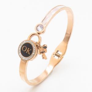 Stainless Steel Stone Bangle - KB186282-WH