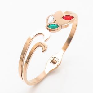 Stainless Steel Stone Bangle - KB186315-WH