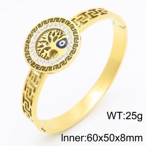 Stainless Steel Stone Bangle - KB186353-SP