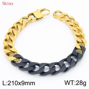 Fashionable and Creative Stainless Steel Imitation Casting Chain Color blocked Yang Button Bracelet - KB186424-Z