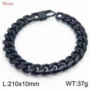 Simple stainless steel round ground Cuban chain polished bracelet - KB186436-Z