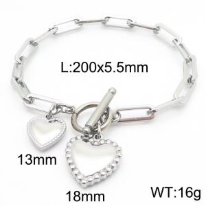 Stainless Steel Double Love Women's Silver Bracelet Valentine's Day Gift - KB186491-Z