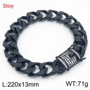 Popular Stainless Steel Bracelets Bangle Black Flat Cuban Chain Bracelet Charms - KB186558-Z