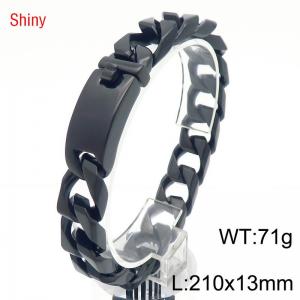 Hip Hop Black Plating Stainless Steel High Polish Thick Cuban Chain Bracelet Jewelry for Men - KB186592-Z
