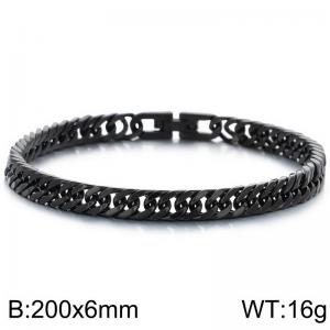 6mm Black-Plated Stainless Steel Cuban Bracelet - KB186685-Z