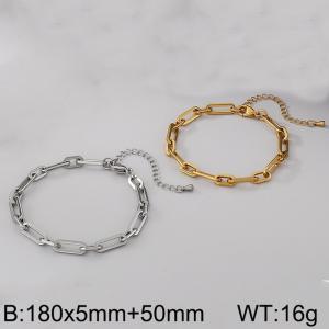 Fashion Titanium One to One Square Wire Chain Bracelet with Tail Chain, Steel and Gold Two Piece Set - KB186846-Z