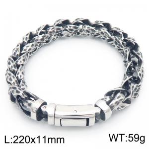 Stainless Steel Pitted Links Bracelet - KB186918-KJX