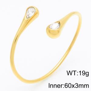 Wholesale Jewelry Water Drop-shaped Adjustable Bangle Titanium Steel High Quality Stainless Steel Open Cuff Bangles - KB186955-GC