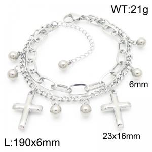 Fashion internet celebrity women's jewelry cross double-layer bracelet, popular foreign trade bracelet - KB187003-Z