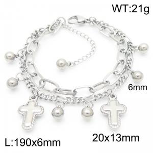 Fashion internet celebrity women's jewelry cross double-layer bracelet, popular foreign trade bracelet - KB187007-Z