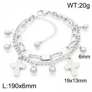Fashion internet celebrity women's jewelry cross double-layer bracelet, popular foreign trade bracelet - KB187009-Z