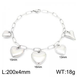 Simple Jewelry Stainless Steel 18K Gold Plated Love Heart Pendant Bracelet Clip Link Chain For Women - KB187412-Z