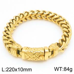 Gothic Gold-Plated Stainless Steel Herringbone Chain Bracelet - KB187440-KJX