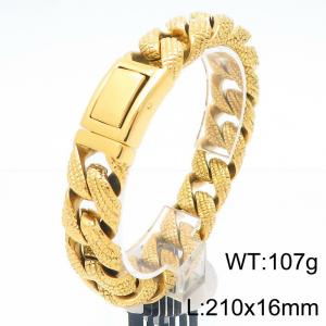 Gold-Plated Stainless Steel Snake Skin Cuban Links Bracelet - KB187441-KJX