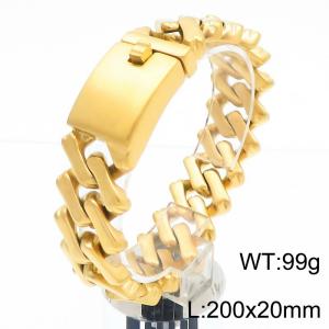200X20mm Gold-Plated Stainless Steel Square Cuban Links Bracelet - KB187445-KJX