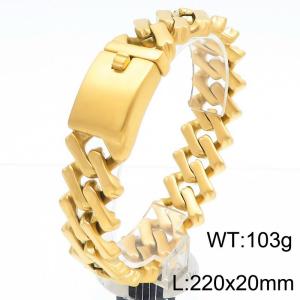 220X20mm Gold-Plated Stainless Steel Square Cuban Links Bracelet - KB187446-KJX