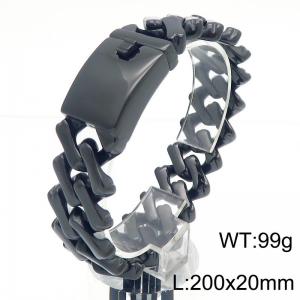 200X20mm Black-Plated Stainless Steel Square Cuban Links Bracelet - KB187447-KJX