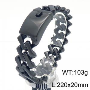 220X20mm Black-Plated Stainless Steel Square Cuban Links Bracelet - KB187448-KJX
