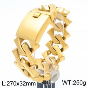 270X32mm Gold-Plated Stainless Steel Square Cuban Links Bracelet - KB187458-KJX