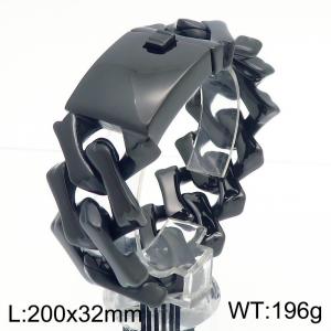 200X32mm Black-Plated Stainless Steel Square Cuban Links Bracelet - KB187459-KJX