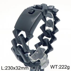 230X32mm Black-Plated Stainless Steel Square Cuban Links Bracelet - KB187461-KJX