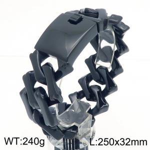 250X32mm Black-Plated Stainless Steel Square Cuban Links Bracelet - KB187462-KJX