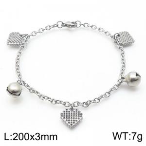 Wholesale Jewelry Stainless Steel Bell Bead Bracelets Girl Heart Charm Bracelet Link Chain Bracelet - KB187464-Z