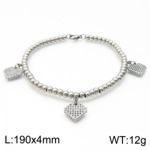 Charm Jewelry Stainless Steel Small Round Bead Chain Bracelet Heart Bangle For Girl - KB187467-Z