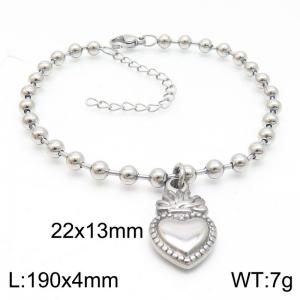 Fashion Jewelry Stainless Steel Heart Charm Pendant Titanium Steel Bead Chain Adjustable Bracelet For Women - KB187469-Z