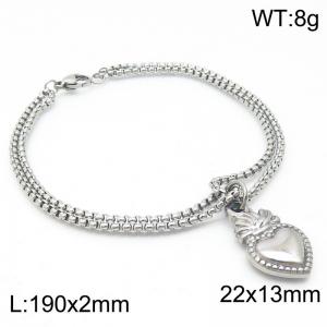 Gold Plated Stainless Steel Sacred Heart Charm Pendant Titanium Steel Double Chains Bracelet For Women - KB187470-Z