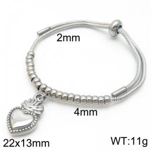Adjustable Stainless Steel Sacred Heart Bead Pendant Titanium Steel Snake Chain Bracelet For Women - KB187472-Z