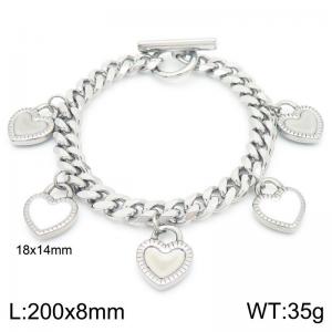 Popular OT Clasp Jewelry  Pendant Bracelet Stainless Steel Curb Cuban Chain Women Bracelets - KB187538-Z