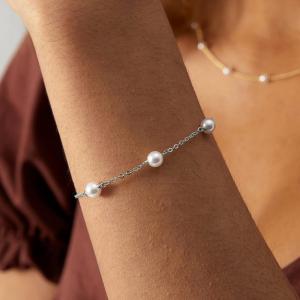 Stainless steel imitation pearl bracelet - KB187550-Z