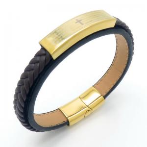 Stainless Steel Leather Bracelet - KB187609-JZ