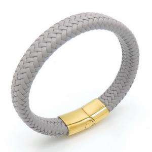 Stainless Steel Leather Bracelet - KB187639-JZ