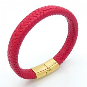 Stainless Steel Leather Bracelet - KB187640-JZ