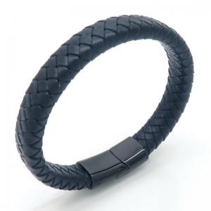 Stainless Steel Leather Bracelet - KB187643-JZ