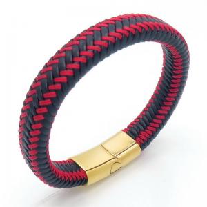 Stainless Steel Leather Bracelet - KB187647-JZ