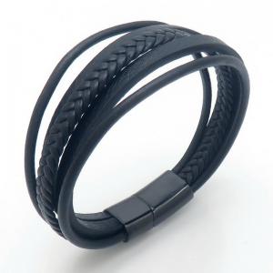 Stainless Steel Leather Bracelet - KB187651-JZ