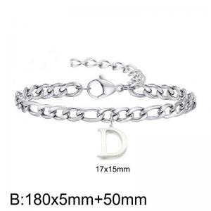 180X5MM New Fashion Stainless Steel Bracelet for Men and Women,Letter D Bracelet, Jewelry Gift - KB187747-Z