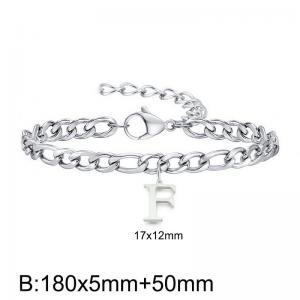 180X5MM New Fashion Stainless Steel Bracelet for Men and Women,Letter F Bracelet, Jewelry Gift - KB187749-Z